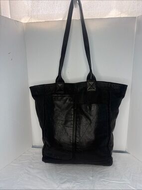 Black Leather Tote Bag - Classic Everyday Shoulder Bag